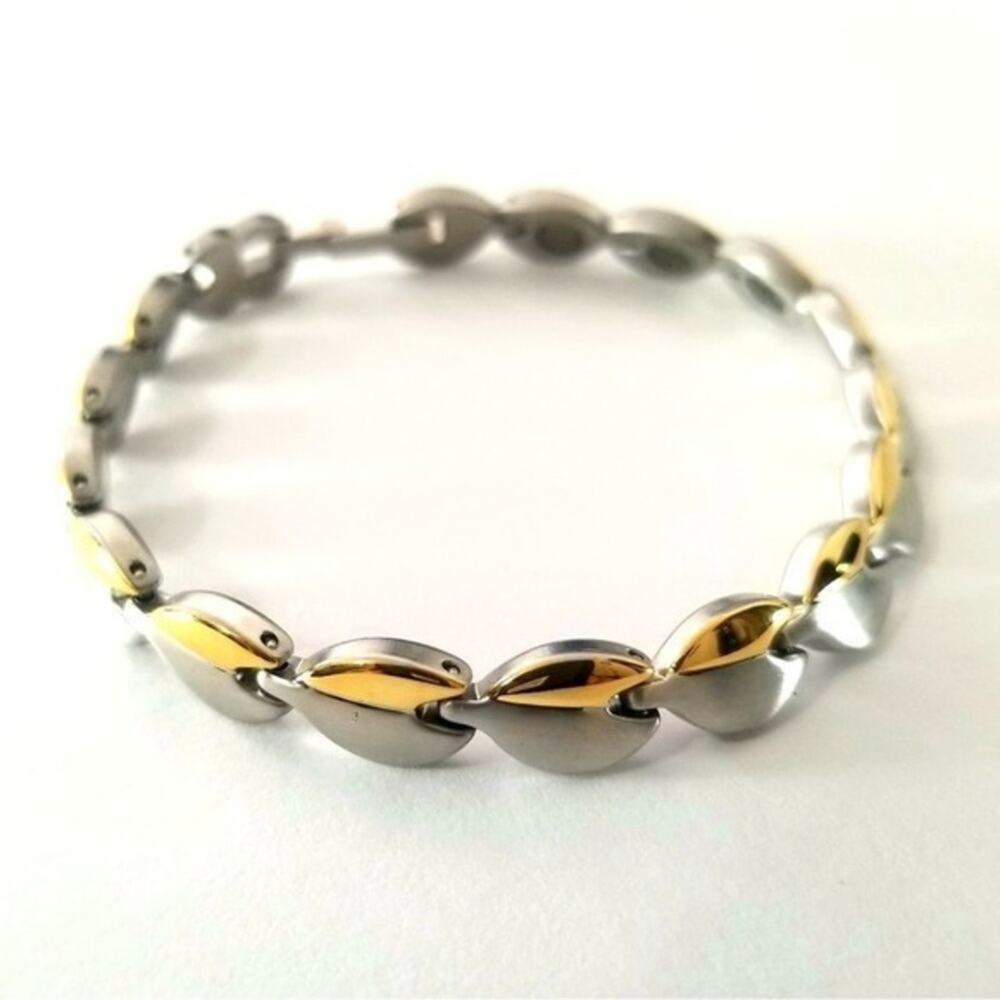 316L stainless steel magnetic silver gold women’s bracelet 7.5 inches